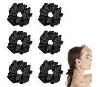 Eupneicu Chouchous Cheveux Soie, en satin de qualité supérieure, Chouchous Élastiques à Cheveux, Accessoire Cheveux Anti-Casse et Anti-Friction pour Femmes et Filles [Noir]