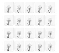 Eupneicu Crochet Adhésif [20 Pièces], Crochets Adhesifs Transparent, Sans Clous, Pour Salle De Bain Cuisine Salon