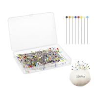 Eupneicu Épingles Couture, 320 Pcs Epingle À Tête Ronde en Verre, 38 Mm Epingles Couturiere Multicolores, pour Tissu, Bijoux, Loisirs Créatifs Et Projets De Couture