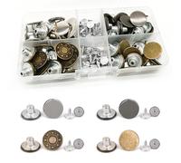 Eupneicu Jeans Buttons[ 60 Piecès ], Bouton Pantalon Jean Amovible, 17mm Bouton Pression Jean, pour la Réparation de Vêtements, Denims, Vestes