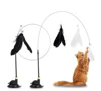 Eupneicu Jouet À Plumes pour Chats [2 Pcs], Jouet Chat Interieur, pour Interieur avec Baguette Magique & Ventouses, Interactifs
