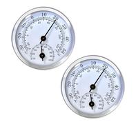 Eupneicu Lot de 2 thermomètres-hygromètres analogiques de précision, thermomètre-hygromètre, 2 en 1, pour la maison, le bureau, la serre, pour l'intérieur et l'extérieur, argenté