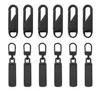 Eupneicu Tirette Fermeture Eclair [12 Pièces], Tirette Fermeture Eclair Remplacement, Métal Zipper Pull Amovible Pour Bagages, Vestes, Sacs À Dos,Pantalon Manteau Chaussures Valise [Noir]
