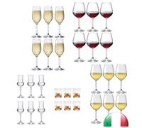 EUPOSIA - Service pour 6 personnes, 30 pièces, kit complet, verres à vin blanc de 44 cl, verres à vin rouge de 53 cl, flûtes à champagne de 24 cl, verres à liqueur - vaisselle élégante et complète