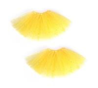 EUPSIIU 2 Pièces Ballet Tutu, Jupe Avec Paillettes Étoiles, Vintage en Tulle Élastique à 3 Couches, Pour Femme, S'Habiller Fête (Jaune)