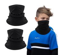 EUPSIIU 2 Pièces Cache-Cou Enfants, Cache-Cou Polaire Coupe-vent, Cache-Cou Tubulaire Thermique, pour Les Enfant Snood Fille Garçon Sports de Plein Air de Ski, Course à Pied Taille, Unique (Noir)