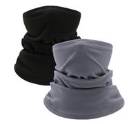 EUPSIIU 2 Pièces Cache-Cou Enfants, Cache-Cou Tubulaire Thermique, Cache-Cou Polaire Coupe-vent, pour Les Enfant Snood Fille Garçon Sports de Plein Air de Ski, Course à Pied Taille Unique (Gris, Noir)
