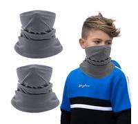 EUPSIIU 2 Pièces Cache-Cou Enfants Polaire Coupe-vent, Tubulaire Thermique pour Snood Fille Garçon, Sports de Plein Air, Ski, Course à Pied, Taille Unique (Gris)