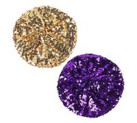 EUPSIIU 2 Pièces Chapeau à Paillettes, Béret à Paillettes Scintillantes, Tenue Disco, Accessoire Disco, Bonnet pour Soirée Dansante pour Fête à Thème Carnava, Taille Unique (Violet, Or)