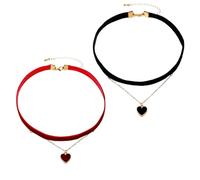EUPSIIU 2 Pièces Collier Choker, Velours Collier, Boheme Colliers, Mode Collier de Étendue Velours, Gothiques Choker, La Longueur Réglable pour Femmes Filles Diverses Occasions (Noir, Rouge)