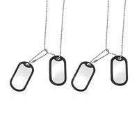 EUPSIIU 2 Pièces Collier Dog Tags Collier Plaque Militaire Personnalisé, Plaques d'identité avec Silencieux, Chaîne Militaire pour Halloween Fête à Thème Jeu de Rôle Costume Dress Up (Argent)