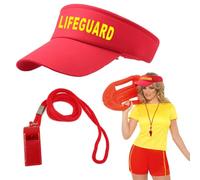 EUPSIIU 2 Pièces Costume de Sauveteur, Accessoires de Sauveteur avecCasquette Visière Rouge Sifflet en Plastique, Costume de Carnaval Chapeau per Adultes Homme Femme Déguisement Fête à Thème
