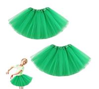 EUPSIIU 2 Pièces Femme Tutu Dance, Jupe en Tulle Courte, Jupon, Pettiskirt Mini Robe, Vintage élastique à 3 Couches pour S'habiller Fête Les Danse, Le Costume d'Halloween (Vert)