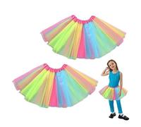 EUPSIIU 2 Pièces Jupe en Tulle Filles Princesse Jupe De Ballet Minijupe Robe De Danse Robe De Fête Femme Ballet Tutu Jupes pour S'habiller Fête Les Danse Costumes (Coloré