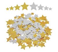 EUPSIIU 200 Pièces Autocollants étoiles en Mousse, Caoutchouc Mousse Etoiles Paillettes, Autocollants Pailletées, Gommettes Noel, Bricolage Scrapbooking, Décoration Murale Carte de Voeux (Or, Argent)