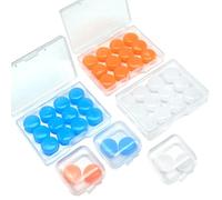 EUPSIIU 21 Paires Bouchon d'Oreille pour Dormir En Silicone, Oreillettes de Natation Réutilisables Imperméables à L'eau avec Boîtier, pour Nager Dormir Ronflement Avions Concerts (Bleu,Blanc,Orange)