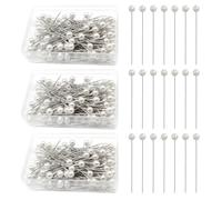 EUPSIIU 300 Pièces Épingles à Coudre, Pins Tête de Perle Faux, Epingle a Tete Ronde Couture, Épingles de Bouquet pour Loisirs Créatifs, Fabrication de Bijoux, Décorations Florales de Mariage (Blanc)