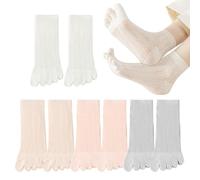 EUPSIIU 4 Paires Chaussettes à Doigts Femme, Orteils Séparés, Respirant, Running, Yoga, Danse (Coton, 4 Couleurs)