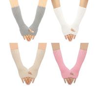 EUPSIIU 4 Paires Mitaines Gants Femme Hiver Gants Sans Doigts, Demi Doigts Gants, Gants en Tricoté Arm, Gants Chauds, Chaud Poignet Main Bras Mitaines, Simples Elegants, Taille Unique (Multicolore)