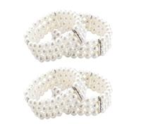 EUPSIIU 4 Pièces 1920 Bracelet de Perles, Bracelet, Bracelet des Perles Blanc, Multicouche Bracelet Chain, Bracelet en Perles Synthétiques pour les Années 20 Accessoire de Style Gatsby (Blanc)