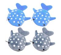 EUPSIIU 4 Pièces Porte Monnaie Requin Baleine, Petite Porte Monnaie avec Fermeture éclair, Pochette Requin, Pochette Mignonne, Portefeuille pour Bijoux cosmétiques Porte Clés (Bleu, Gris) (Bleu, Gris)