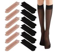 EUPSIIU Lot de 12 Paires de Chaussettes Hautes en Nylon et Soie pour Femme Avec Bout Renforcé,Chaussettes de Démarrage pour Femmes,chaussettes montantes femme,chaussette haute (12 paires)