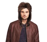 EUPSIIU Perruque année 80 /année70 Mulet Perruque soirée déguisée,brune Déguisement Homme Perruque Mullet, Marron,cheveux artificiels,rock star,accessoire, soirée à thème, carnaval (brun)