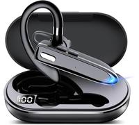 EUQQ Oreillette Bluetooth sans fil mains libres pour téléphone, casque intra-auriculaire V5.3 avec microphone, charge USB-C, écouteurs étanches pour conduite/affaires/bureau avec Android/iOS