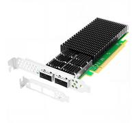 Euqvos Adaptateur réseau Ethernet QSFP56 200 Go/s à double port pour Mellanox ConnectX-6 SmartNIC PCIe 4.0 x16 InfiniBand Adaptateur RDMA (RoCE) compatible Windows/Windows Server/Linux