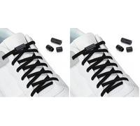 Euqvunn 120CM Lacets Sans Laçage, 5 Lacet (2.5 paires) Élastiques Lacets avec Fermeture en Métal, 6mm Réglable Élastiques pour Enfants et Adultes, pour Chaussures de Course et Sport (Noir) (Lot de 2)