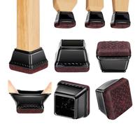Euqvunn 18 Pièces Protection Pied de Chaise, Patin Chaise Noir avec Coussinets en Feutre, Embout Pied de Chaise Carrés pour Sols en Bois/Carrelage, Pas de Rayures Bruit (Convient:35-45mm)