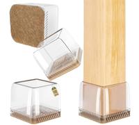 Euqvunn 18pcs Protection Pied de Chaise Carré, Protege Pied de Chaise Silicone, Patin de Chaise Transparent Patins pour Chaises avec Feutre, Tampon de Solpour Sols en Bois Dur et Carrelage 35-40mm