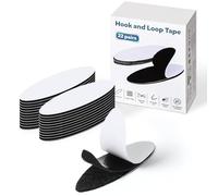 Euqvunn 22 Paires Scratch Autocollant Double Face, Sans Décollement sur les Bords Scratc Adhésif, Scratch Autocollant Noir, Bande Auto-Agrippante en Nylon Réutilisable pour le Bricolage et la Maison