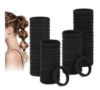 Euqvunn 60 Pièces Elastique Cheveux, Chouchou Cheveux Femme pour Cheveux Épais, Elastiques à Cheveux Epais Sans Dommages, Élastiques Noir Doux, Polyester, Accessoires Cheveux Fille, Enfant, Homme