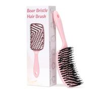 Euqvunn Brosse Cheveux Double Brins, Brosse Poils Sanglier pour Démêler & Apporter de la Brillance, Équilibre du Sébum, Massage du Cuir Chevelu, Douce pour Cheveux Épais/Longs
