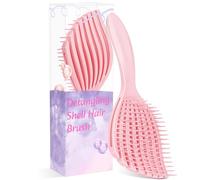Euqvunn Brosse Cheveux Rose Flexible, Brosse Cheveux Bouclés pour Cheveux Mouillés & Secs, Démêlage Indolore, Dents Souples en Caoutchouc pour Soin du Cuir Chevelu, Volume pour Cheveux Fins