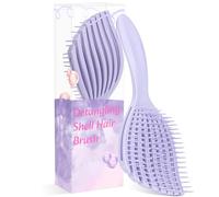 Euqvunn Brosse Cheveux Violette Flexible, Brosse Cheveux Bouclés Démêlante pour Cheveux Mouillés & Secs, Sans Douleur, Dents Souples en Caoutchouc pour Soin du Cuir Chevelu, Volume pour Cheveux Fins