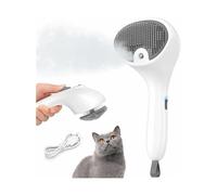 Euqvunn Brosse Vapeur pour Chat avec Bouton de Déverrouillage, [Design Ultra-Silencieux/Poignée Confortable] Brosse Chat Vapeur Brosse Chien Vapeur Rechargeable pour Chats, Chiens, Lapins