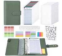 Euqvunn Enveloppe Budget, Budget Planner A6 avec Enveloppes pour Argent Liquide, Fermoirs Ajustables, Classeur Budget, Carnet Budget pour Organisateur d'Argent, Classeur A6 Organisateur Budget- Vert