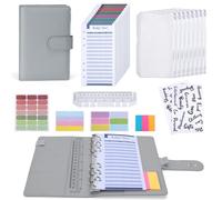 Euqvunn Enveloppe Budget, Budget Planner A6 avec Enveloppes pour Argent Liquide, Fermoirs Ajustables, Classeur Budget, Carnet Budget pour Organisateur d'Argent, Classeur A6 Organisateur Budget- Gris