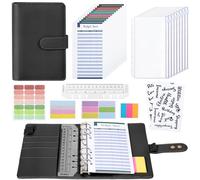 Euqvunn Enveloppe Budget, Budget Planner A6 avec Enveloppes pour Argent Liquide, Fermoirs Ajustables, Classeur Budget, Carnet Budget pour Organisateur d'Argent, Classeur A6 Organisateur Budget- Noir