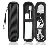 Euqvunn Étui Brosse à Dents, Compatible avec la Plupart des brosses à Dents électriques, Doublure Douce, Fermeture à Double Zip et Sangle pour la Maison et Les Voyages (PU)
