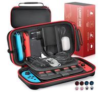 Euqvunn Étui pour Nintendo Switch/Switch OLED, Étui Rigide Protecteur pour la Console Nintendo Switch et Ses Accessoires, Adapté pour Joy-Con & Adaptateur Secteur, avec 8 Capuchons de joystick