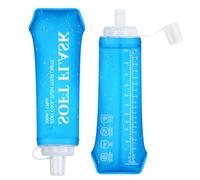 Euqvunn Gourde Souple 2 Pièces, Flasque Running 500ml Réutilisable Sans BPA avec Capuchon Étanche, Pliable pour Course, Marche, Randonnée, Cyclisme