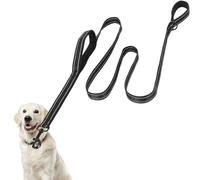 Euqvunn Laisse Chien 2m avec Double poignées rembourrées | Coutures réfléchissantes | Corde en Nylon pour Grands et Moyens Chiens | Longe pour Chien de contrôle et de Dressage | Noir