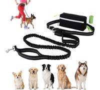 Euqvunn Laisse Main Libre Chien avec Sacoche - 1,6m à 2,2m, Poignées Doubles, Laisse Élastique pour Chiens Moyens, Idéale pour Courir, Marcher, Randonner, Escalader & Voyager