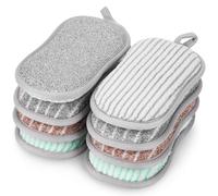 Euqvunn Lot de 8 Eponge Vaisselle Doppelface, Éponge Lavable Anti-Rayures, Eponge Microfibre Longue Durée, Nettoyage pour Cuisine et Salle de Bain, 9,5 * 16cm (4 Couleurs)
