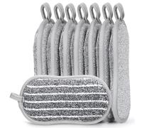 Euqvunn Lot de 8 Eponge Vaisselle Doppelface, Éponge Lavable Anti-Rayures, Eponge Microfibre Longue Durée, Nettoyage pour Cuisine et Salle de Bain, 9,5 * 16cm (Gris)