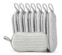 Euqvunn Lot de 8 Eponge Vaisselle Doppelface, Éponge Lavable Anti-Rayures, Eponge Microfibre Longue Durée, Nettoyage pour Cuisine et Salle de Bain (9,5 * 16 cm)