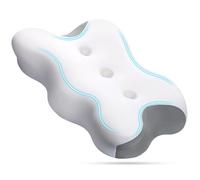 Euqvunn Oreiller en Mousse à mémoire de Forme pour Les douleurs cervicales, Oreiller Ergonomique Cervical, Oreiller orthopédique avec Design rainuré - 62× 36×8/12 cm, Blanc + Gris